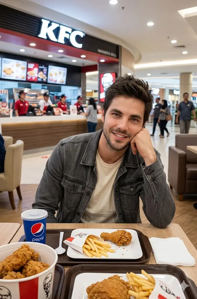 Casual Meal at an Indonesian KFC Mall Restaurant