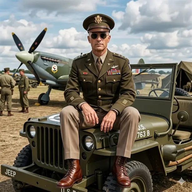 General on a Jeep A World War II Field Portrait