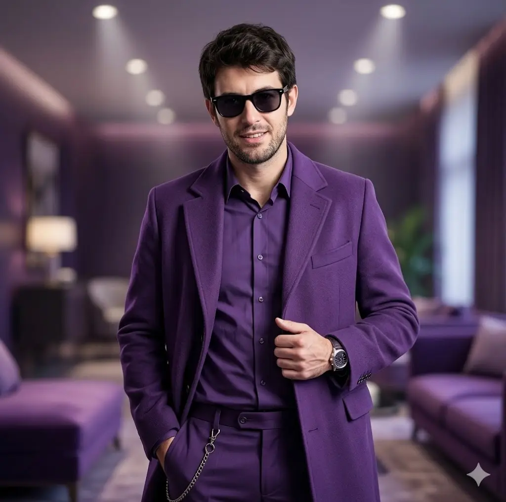 Gentleman in Monochromatic Purple Luxury