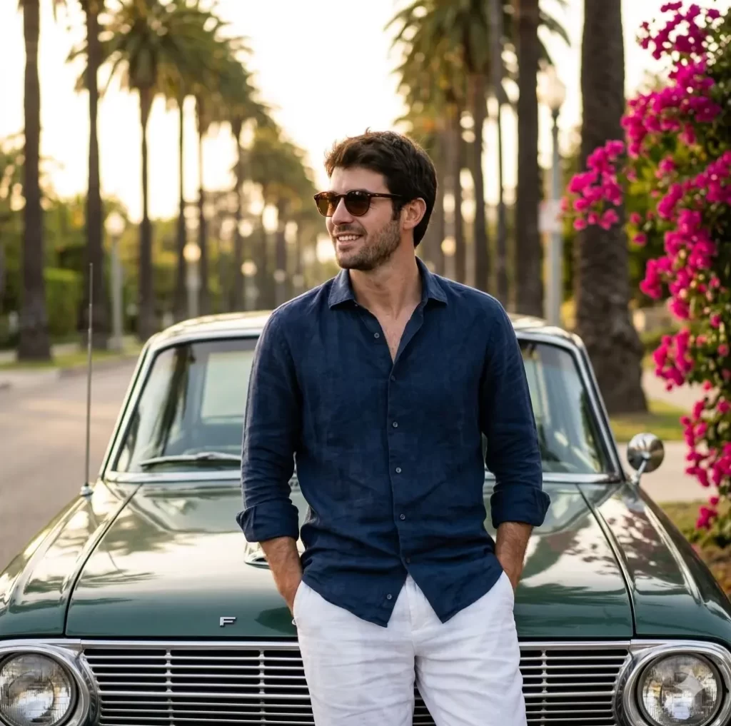 Golden Hour Style on the Palm-Lined Boulevard