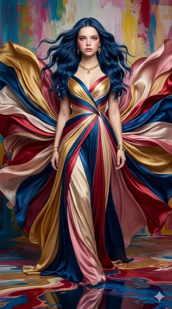 High-Fashion Editorial Avant-Garde Liquid Silk Gown