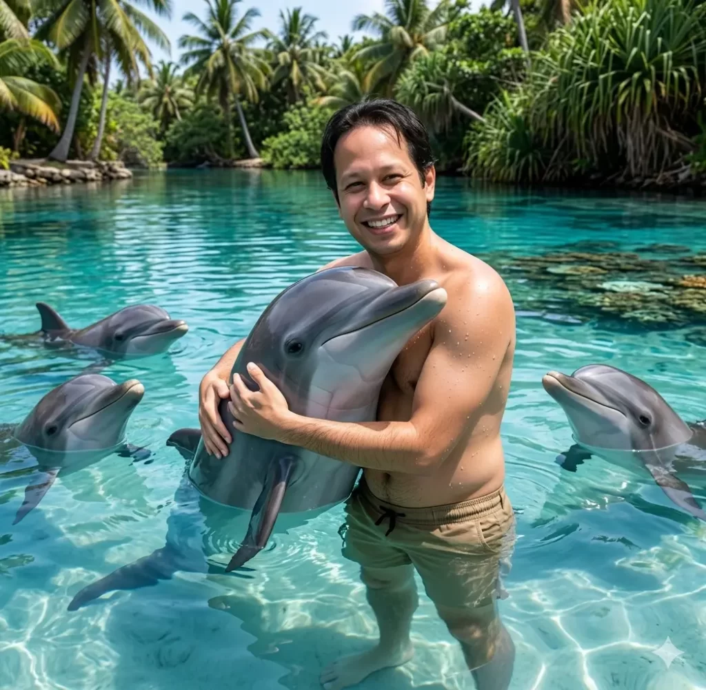 Serene Encounter Swimming with Dolphins