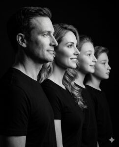 The Staggered Descent of a Family's Gaze