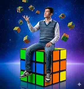 joven cubo rubik magico