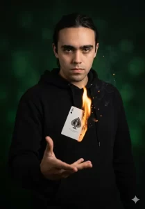 Cinematic Magician with Burning Card