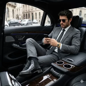 Man in Luxury Car Interior