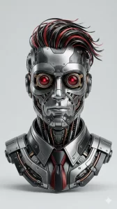 Metallic Android Bust in Suit
