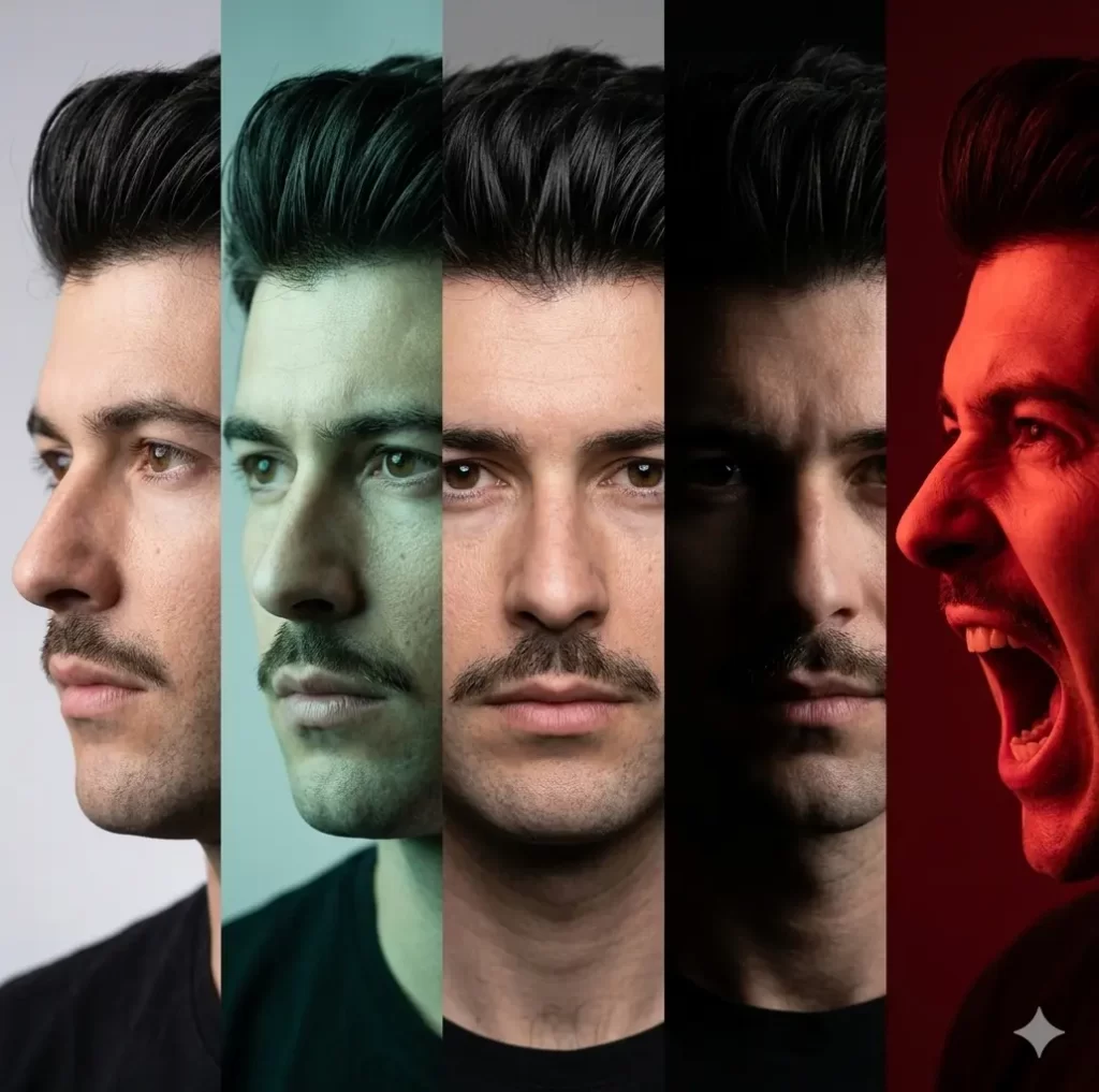 The Five Stages of Emotion: A Multi-Expression Narrative Portrait