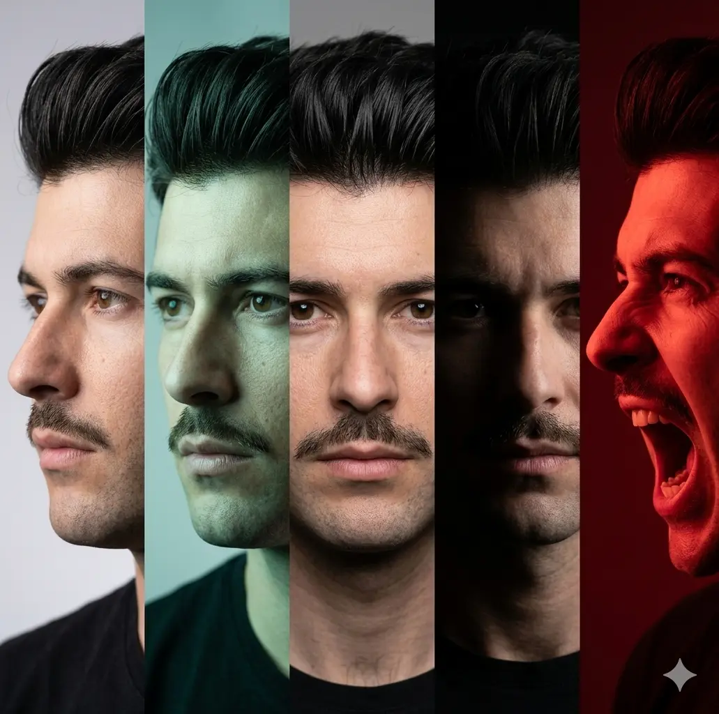 The Five Stages of Emotion: A Multi-Expression Narrative Portrait