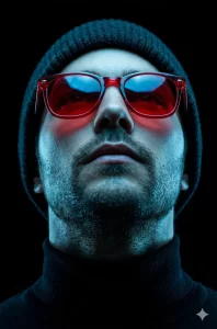 Cinematic Portrait of a Man in Cyberpunk Blue Lighting
