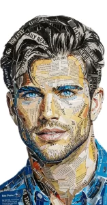 Contemporary Mixed Media Paper Cutout Portrait