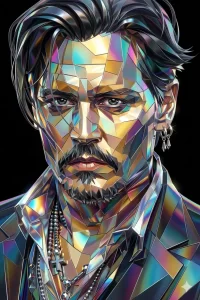 Faceted Prismatic Chrome The Iridescent Shard Portrait