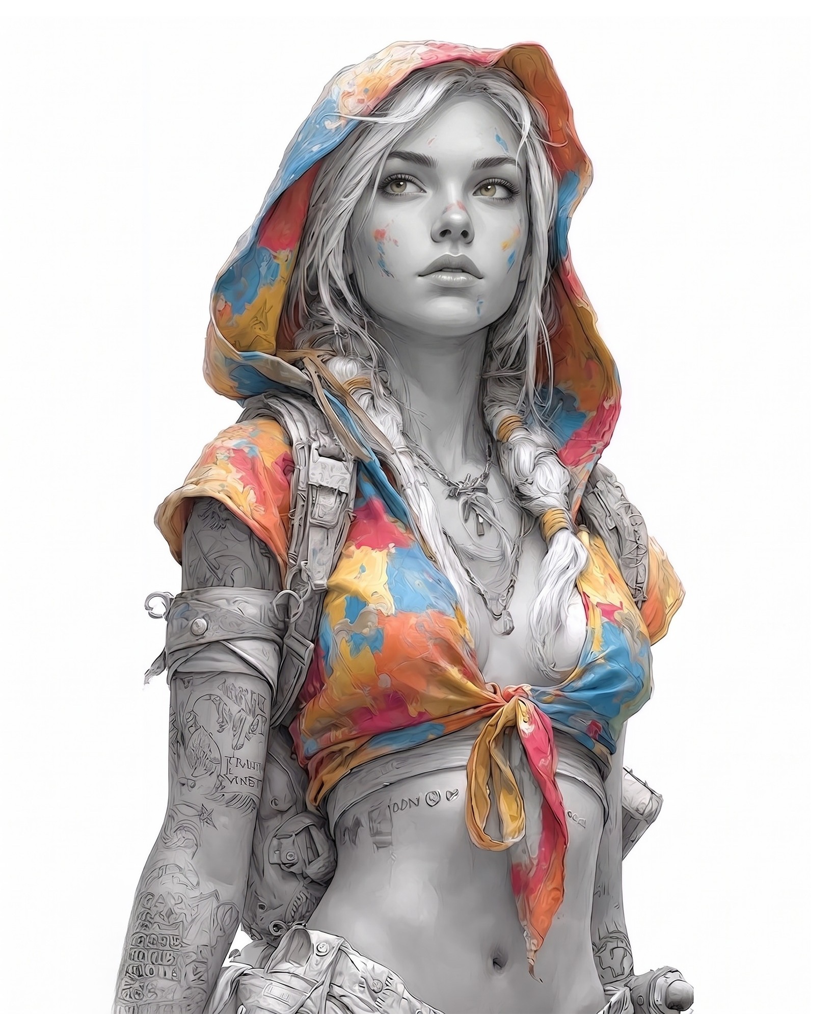 Futuristic Monochrome Streetwear Portrait