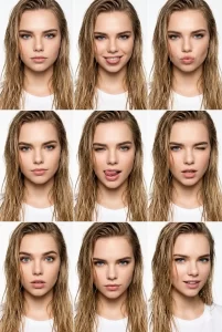 High-Fashion Beauty Grid Multi-Expression Portrait Collage
