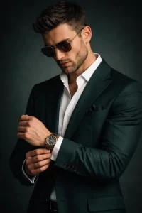 Luxury Emerald Suit Studio Portrait