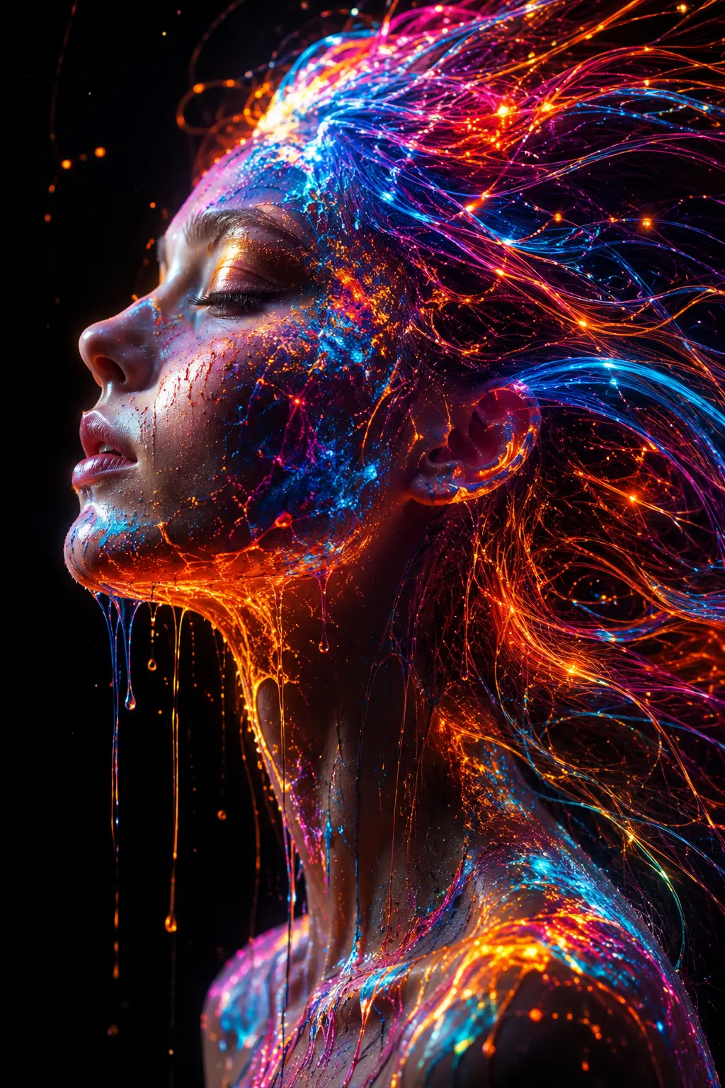 Neon Cosmic Energy Portrait