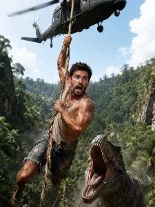 T-Rex Jungle Escape Cinematic Survival Action Scene