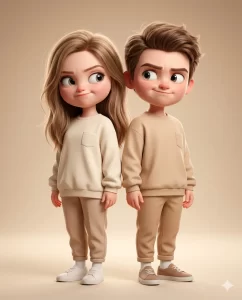 The Playful Defiance Chibi Couple 3D Render