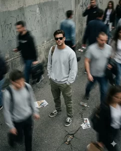 Urban Motion High-Angle Streetwear Portrait